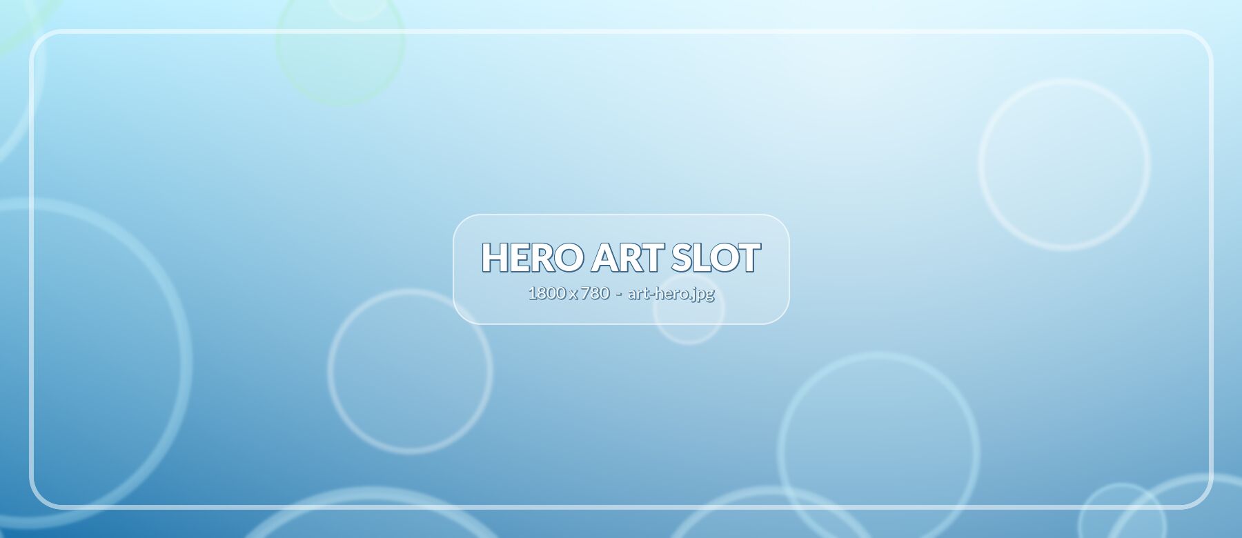 Placeholder hero artwork: a bright underwater scene of bubbles and light